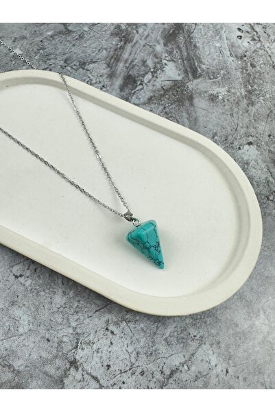 Mutenaura Turquoise Pandül (Pendulum) Natural Stone Steel Pendant