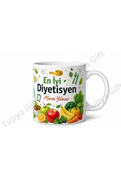 Tupya Gift Diyetisyene Hediye İsme Özel Baskılı Kupa Bardak Diyetisyen Hediyesi