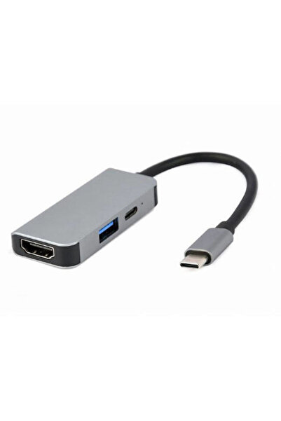 Cablexpert Σταθμός σύνδεσης USB-C με HDMI 4K PD Ασημί (A-CM-COMBO3-02)