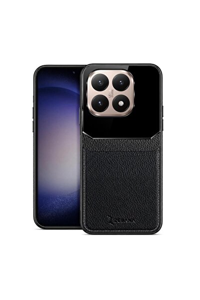 Zebana Xiaomi Mi 15T Uyumlu Kılıf Lens Deri Kılıf Siyah