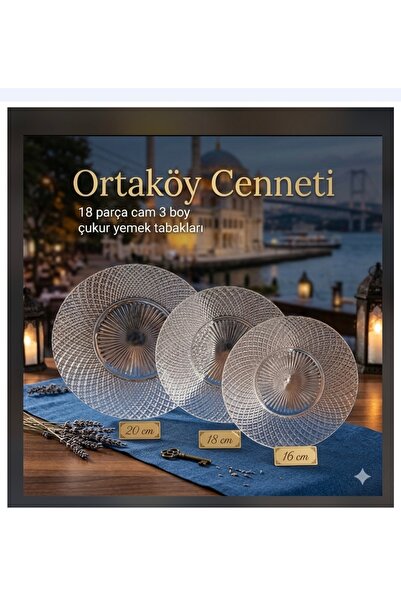 ORTAKÖYCENNETİ 18 قطعة من أطباق الطعام الزجاجية الكبيرة مقاس 20 سم. متوسط 18 ...
