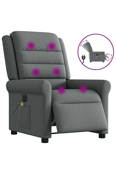 vidaxl Fotoliu electric de masaj rabatabil, gri închis, textil
