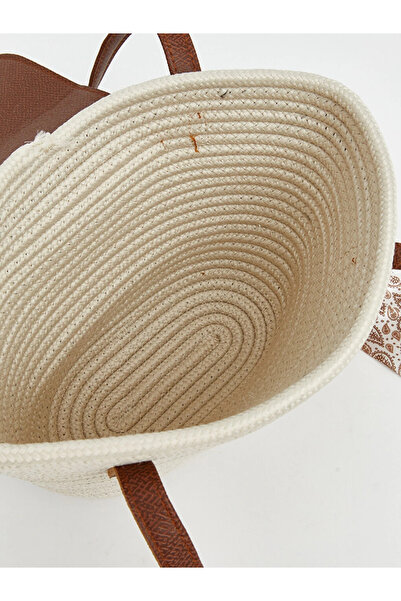 LC Waikiki Ecru Women's Straw Shoulder Bag
