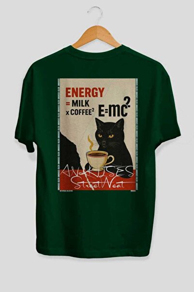 Ankhises Tricou oversize verde cu imprimeu Cat For Cat Lovers 126, 100% bumba...
