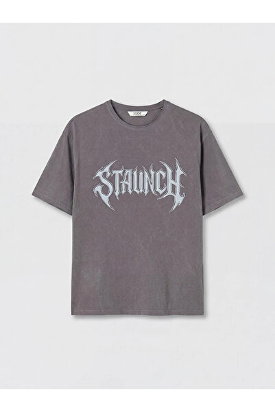 LC Waikiki Gray Crew Neck Printed Men's T-Shirt