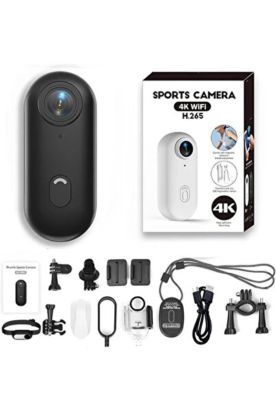 SMRSTORE Mini 4K WiFi Aksiyon Kamerası Siyah | Giyilebilir Video Kaydedici | ...
