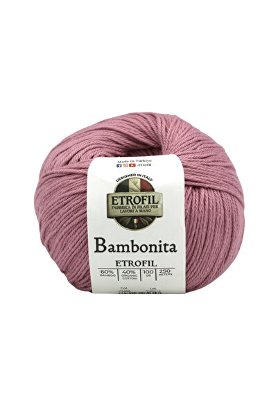 Etrofil Bambonita Knitting Yarn Dusty Rose 60% Bamboo 40% Organic Cotton 100g...