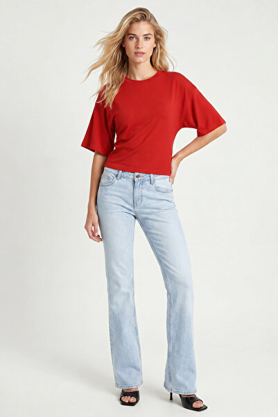 Lovelyİstanbul Yarasa Kollu Basic Modal T-shirt LUB0357 KIRMIZI