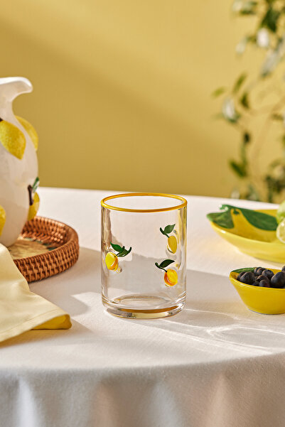 Karaca Limon Desenli Meşrubat Bardağı 420 ml Sarı