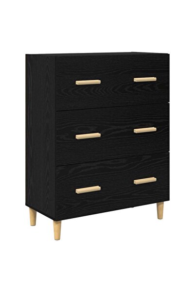 vidaxl Bufet Stejar Negru 69,5 x 34 x 90 cm Lemn compozit