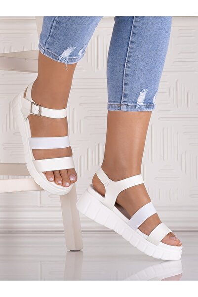 Botinelli Women's white platform sandals made of Louis ecological leather, si...
