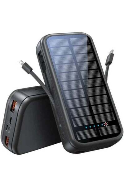 Green Lion PD2OW Solar 2 Power Bank, 2x QC 3.0, 20W PD, 20000mAh, Black