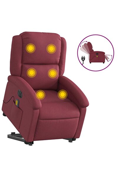 vidaxl Fotoliu de masaj electric rabatabil cu ridicare roșu vin textil