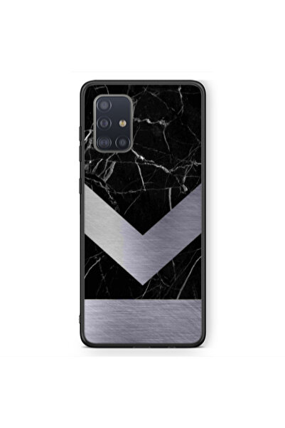 Other Samsung A71 Marble Arrow Down Black Glossy Θήκη