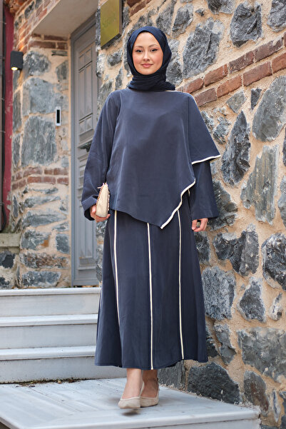 LOCCO Women's Skirt Suit Navy Blue