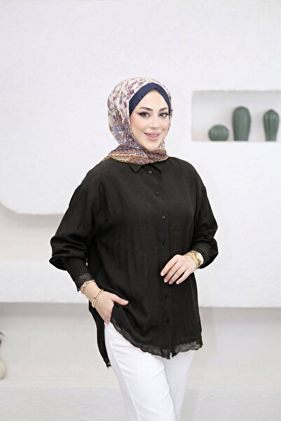 Suede Style 6394 - Stylish, Comfortable Viva Lace Detailed Women's Shirt