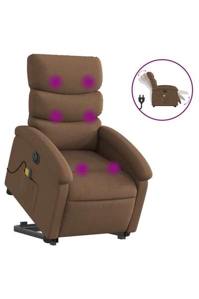 vidaxl Fotoliu electric de masaj rabatabil cu ridicare, maro, textil