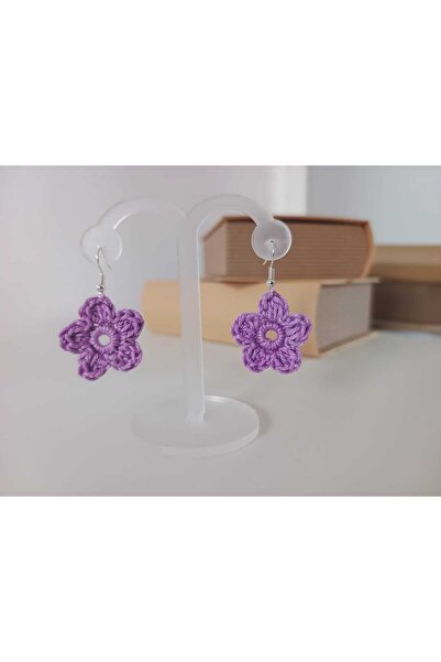 OEM Handmade flower earrings, crocheted, perfect for summer - purple