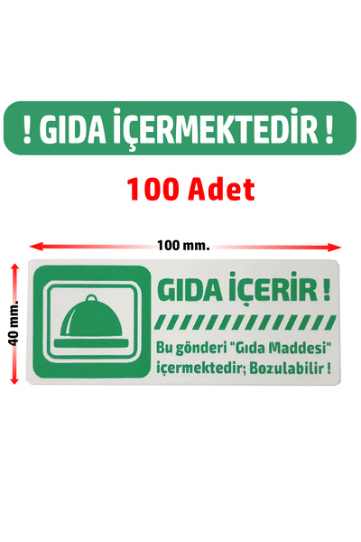 Gıda İçermektedir Etiketi, Soğuk Zincir Etiketi Kargo Ürün Uyarı 4x10cm 100 Adet
