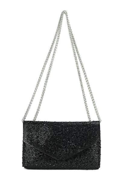 OEM Black clutch bag with rhinestones and chain