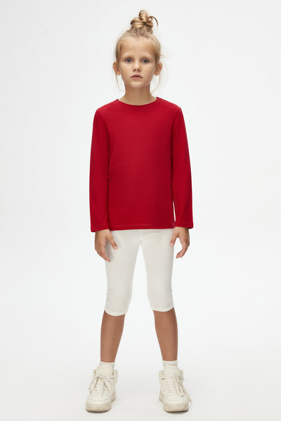 LOVETTI Red Unisex Kids Seasonal Crew Neck Long Sleeve Basic T-Shirt