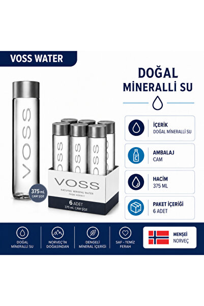 voss Doğal Mineralli Su Cam Şişe 375 ml x 6
