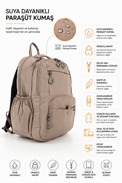 Sanmorris Water Resistant Multi-Compartment Satin Imported Parachute Fabric D...