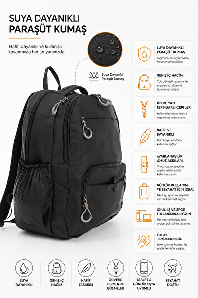 Sanmorris Water Resistant Multi-Compartment Satin Imported Parachute Fabric D...