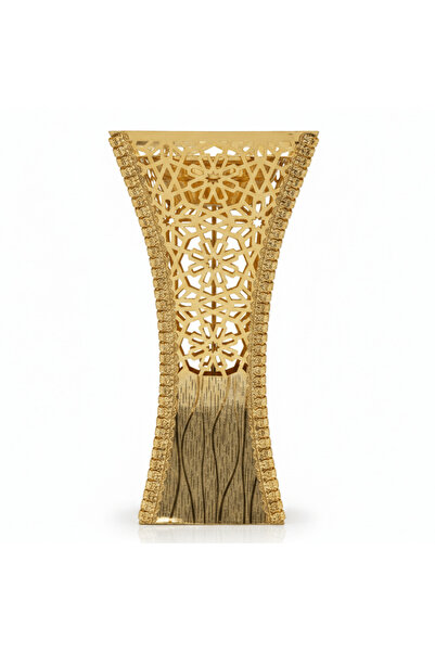 Fuma Gold Metal Incense Burner | Ornate Arabic Lattice Design | 27×13 cm