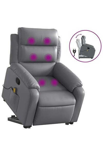 vidaxl Reclining armchair with lift, gray, eco-leather