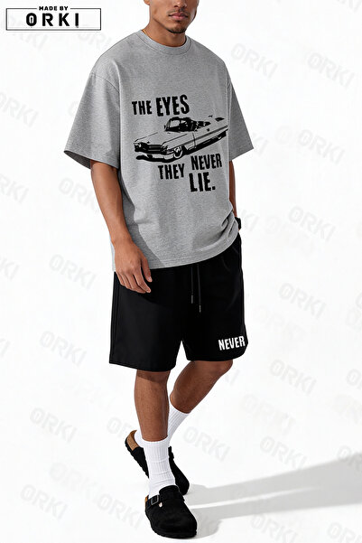 EFFRENATU Eyes Never Lie Printed Unisex Oversize T-Shirt Shorts Set