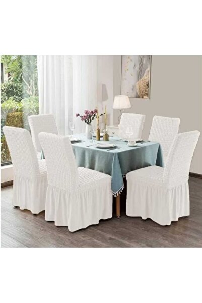Lenjeria Pufoasa Set 6 huse scaune, elastice si creponate, cu volane