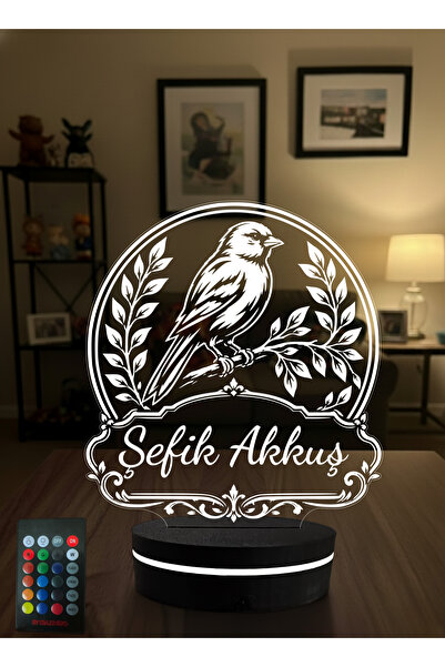 Eymi Design Kişiye Özel Kanarya Temalı 3D LED Gece Lambası | Futbol Tutkunlar...