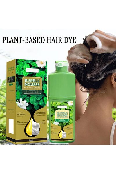 BRIGHT FACE Bubble Mousse Hair Dye Dark Brown Shampoo Plant-based Formula 500ml