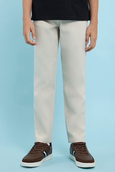 R&B Solid Trousers with Button Closure
