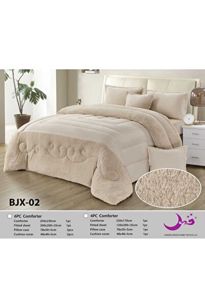 Moon Double Bed Winter Plain Fur Bedspread 6 Pieces - Plain Fur Winter Duvet ...