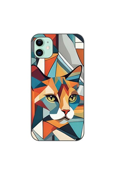OEM Husa compatibila cu Apple iPhone 11 Silicon Gel Tpu Model Cubic Cat Art