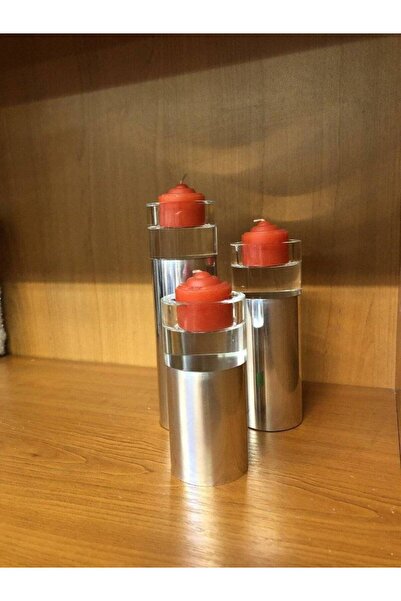 OEM Cylindrical Metal Candle Holder 3/ Top Bottom Set