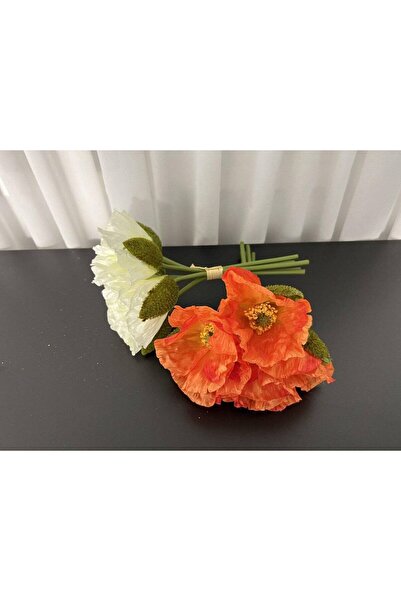 OEM Flori Artificiale Buchet Maci 5 Flori Legati Portocaliu