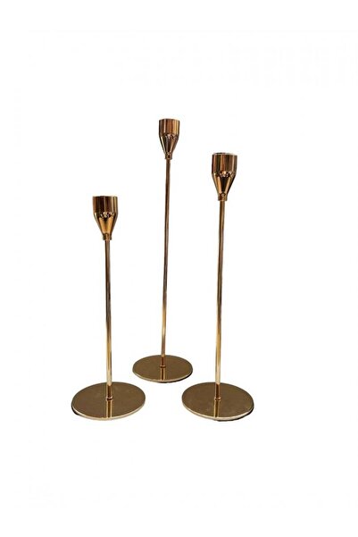 OEM Gold Metal Candle Holder 3/ Top Bottom Set Simple