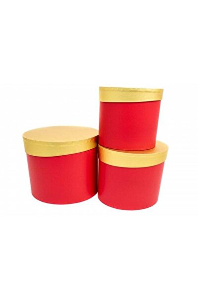 OEM Cutii Din Carton Ovala Rosie Cu Capac Auriu 3/Set