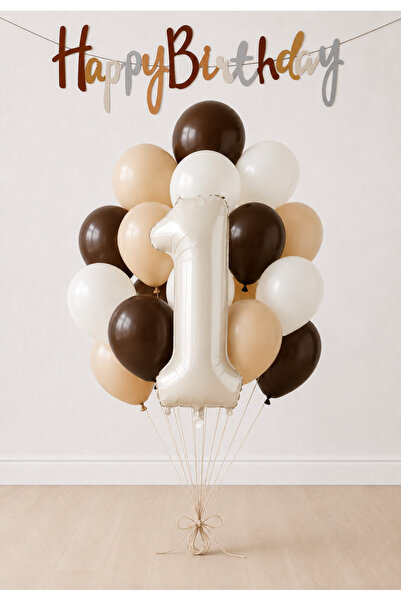 Balonsan -1- Vintage Retro Happy Birthday Banner Themed Balloon Bundle 20 Pieces