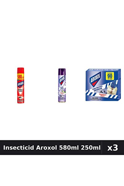 Aroxol Set 3 Spray Insecticid 580ml, 250ml + Aparat Electric 45 Nopti