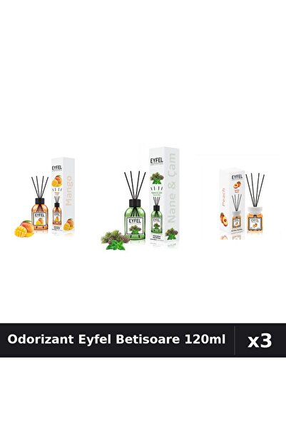 Eyfel Set 3 Odorizant Camera Betisoare - Mango, Piersica, Pin Si Menta 120ml