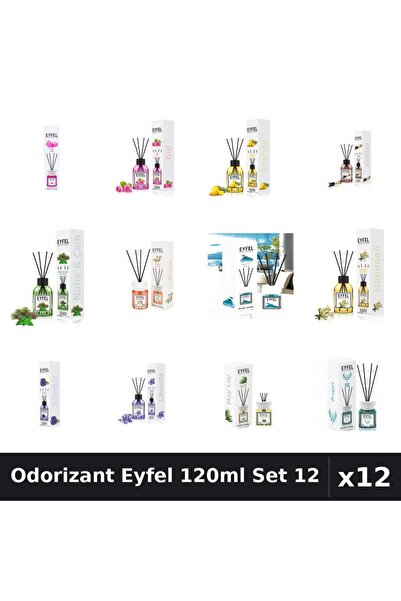 Eyfel Set 12 Odorizant Camera Betisoare 120ml - 12 Arome Asortate, Parfum Intens