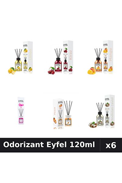 Eyfel Set 6 Odorizante Camera Betisoare 120ml - 6 Arome Asortate, Parfum Intens