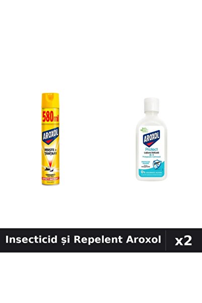 Aroxol Set 2 Insecticid 580ml + Loțiune Repelent 85ml - Anti Gandaci, Țânțari...