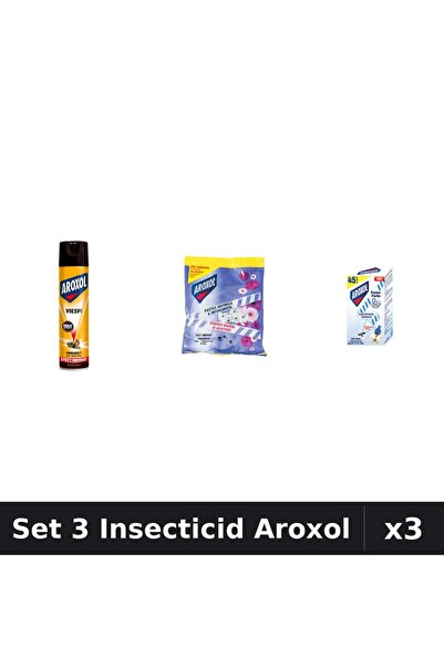 Aroxol Set 3 Produse Anti-Insecte - Aparat Electric & Rezerve Aroxol, Pastile...