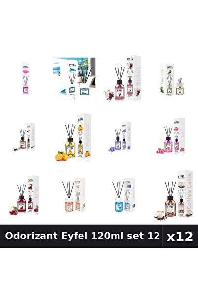 Eyfel Set 12 Odorizant Camera Betisoare 120ml - 12 Arome Asortate, Parfum Intens
