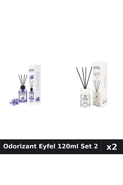 Eyfel Set 2 Odorizant Camera Betisoare 120ml - Lavanda, Bumbac - Parfum Intens